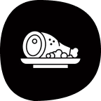 Steak with steam lines graphic