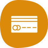 Orange circle with card illustration